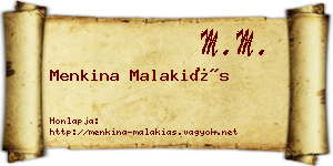 Menkina Malakiás névjegykártya
